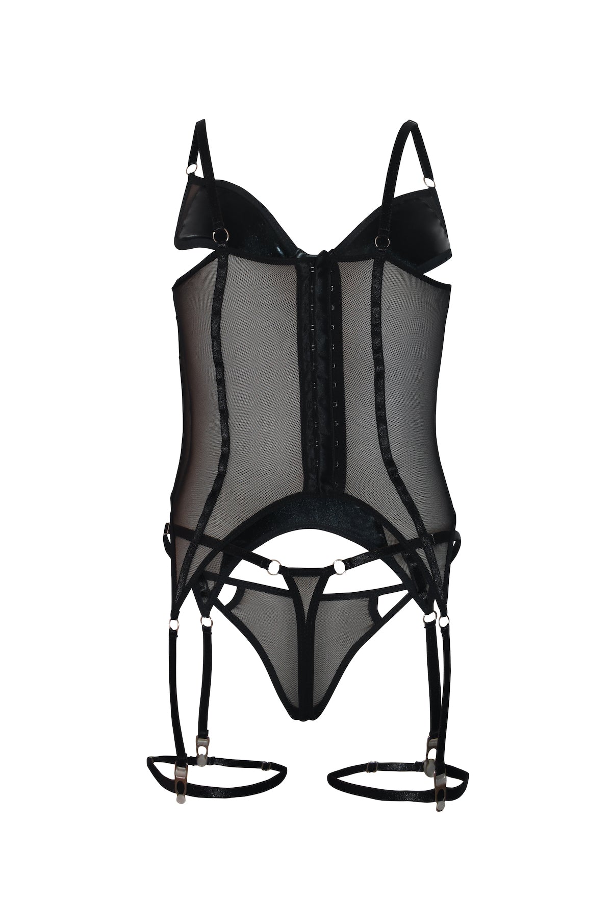 Corset Aisha - en Lamet y Mallatex Negro