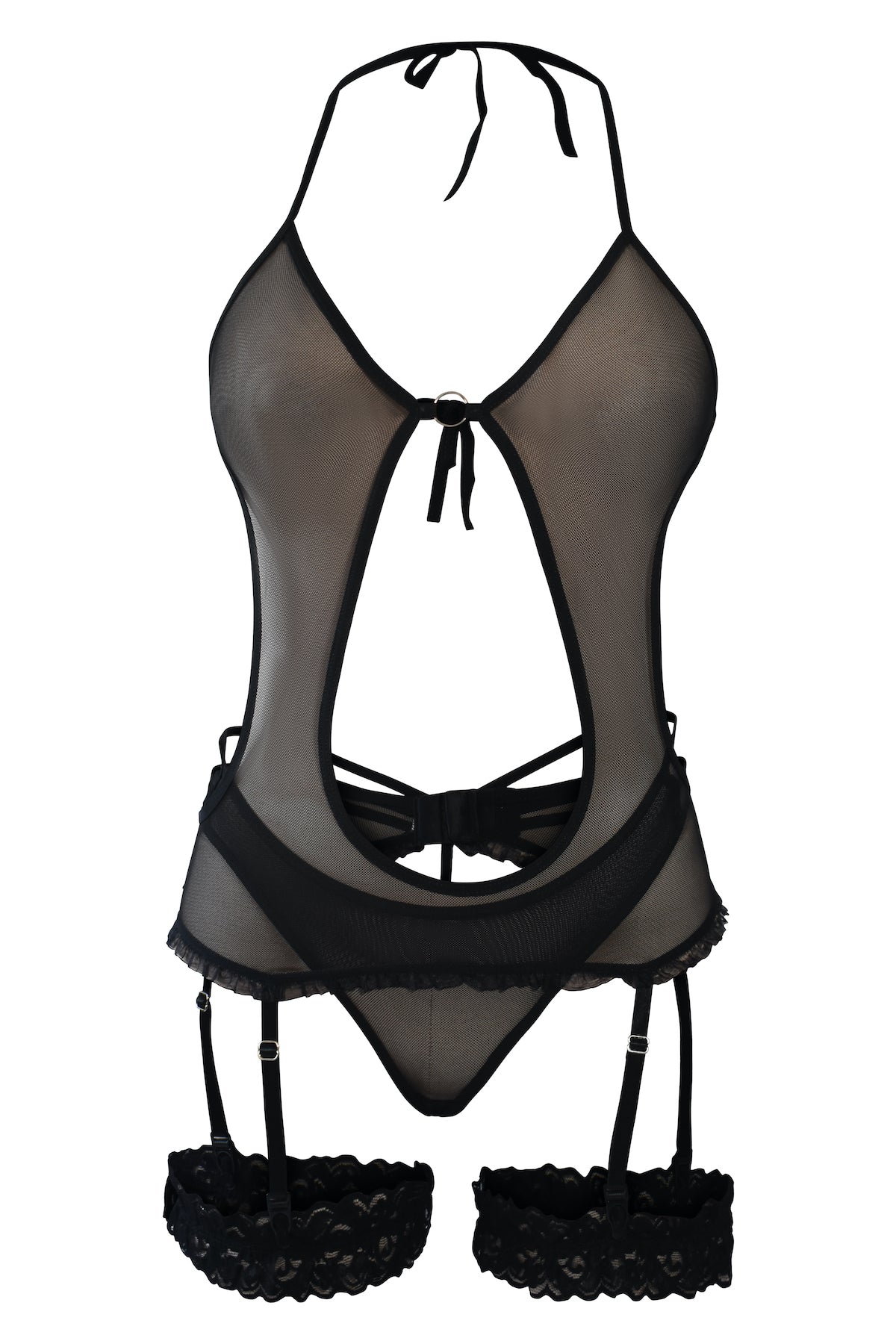 Body en Mallatex Negro con Liguero Integrado- Elegancia Electrizante