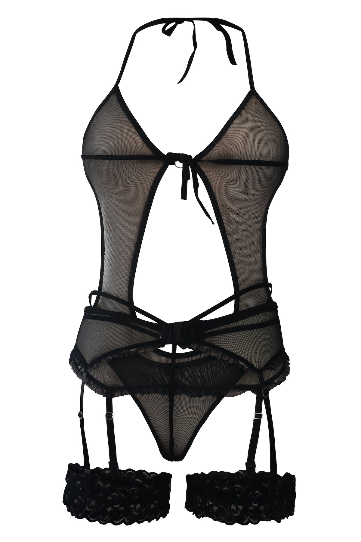 Body en Mallatex Negro con Liguero Integrado- Elegancia Electrizante
