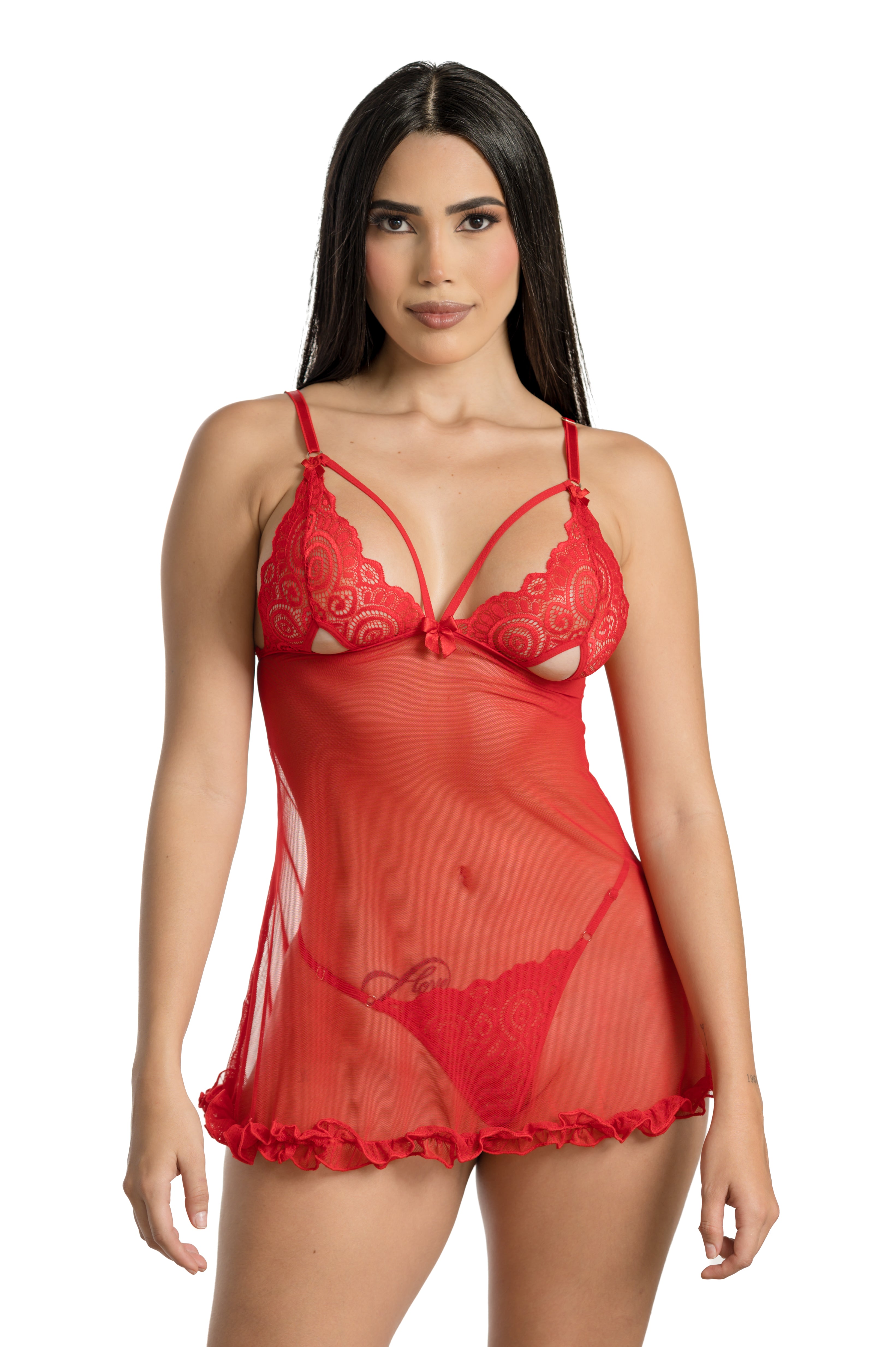 BabyDoll  Sabrina - Encanto en mallatex y encajes