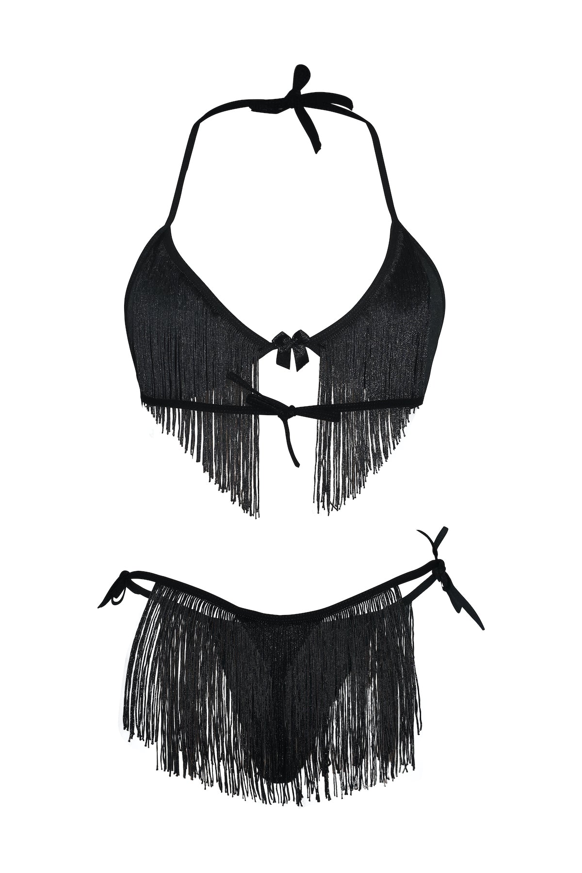 Conjunto de flecos - Elegancia Nocturna en Negro - ELECTRIK