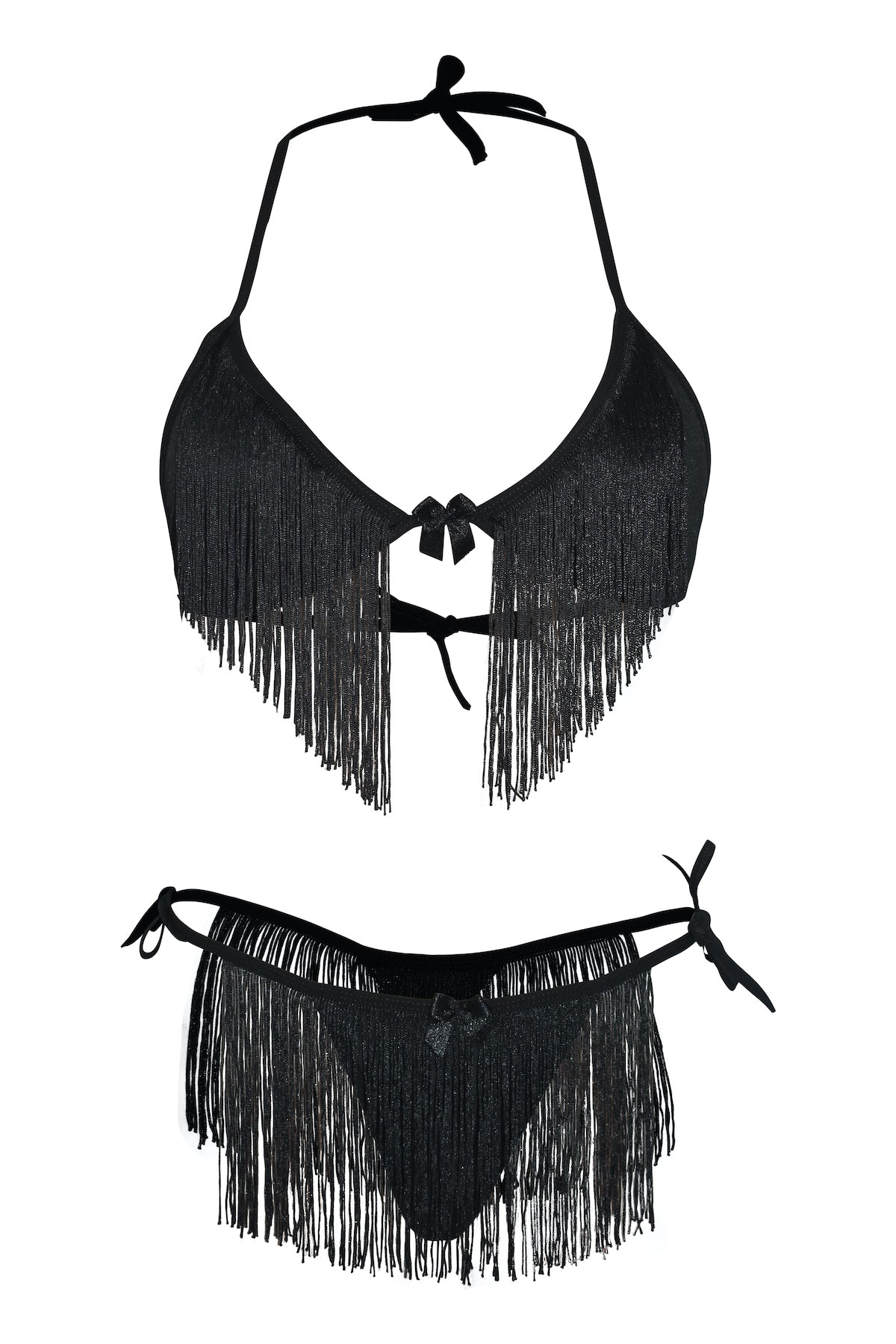 Conjunto de flecos - Elegancia Nocturna en Negro - ELECTRIK