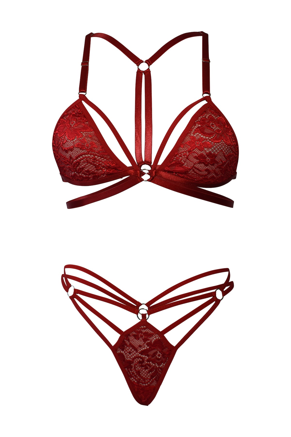 Conjunto en Encaje Negro y Rojo, Eleva tu Sensualidad con Estilo