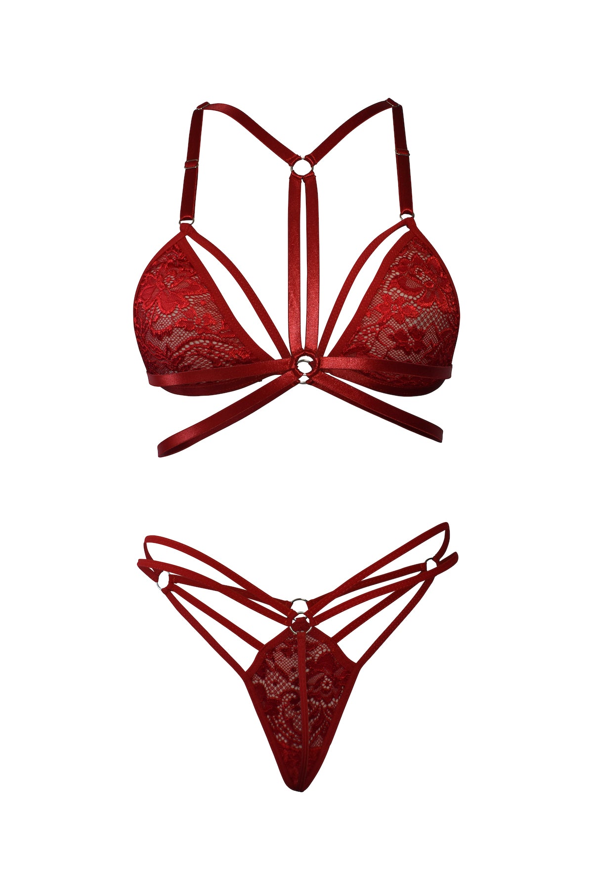 Conjunto en Encaje Negro y Rojo, Eleva tu Sensualidad con Estilo