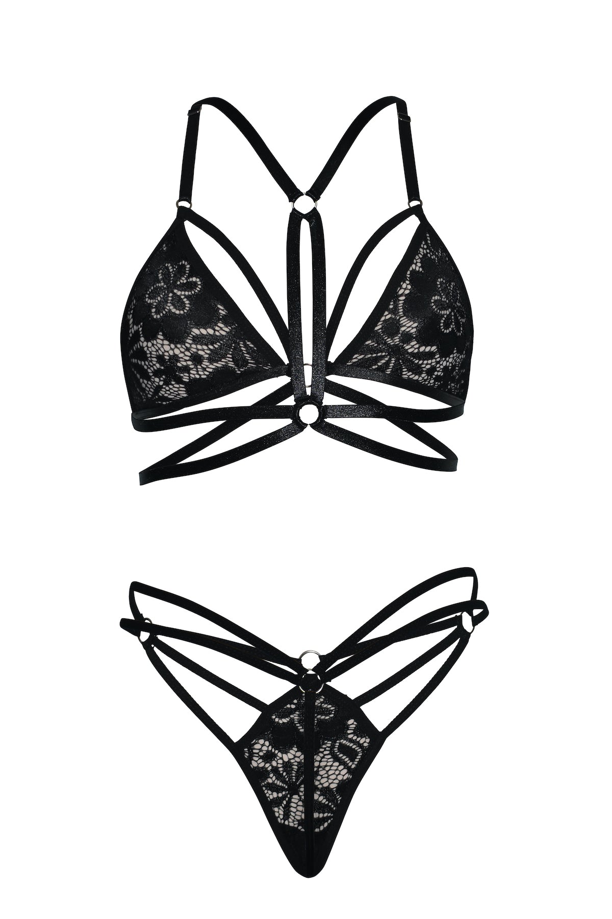 Conjunto en Encaje Negro y Rojo, Eleva tu Sensualidad con Estilo