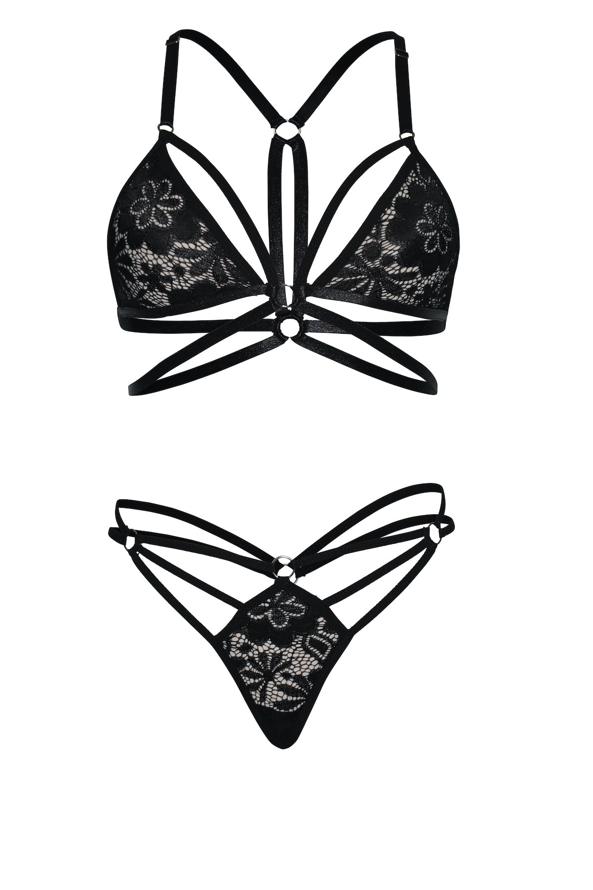 Conjunto en Encaje Negro y Rojo, Eleva tu Sensualidad con Estilo