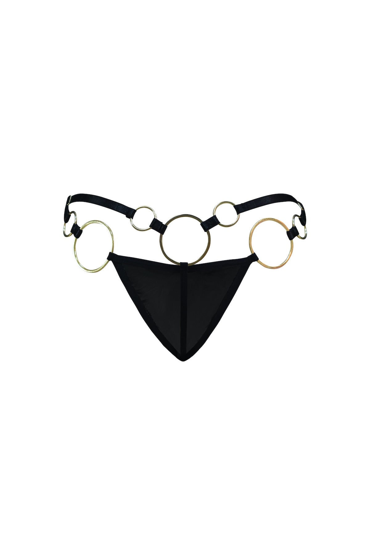 Panty Loto en Tela Tipo Cuero y Argollas Doradas