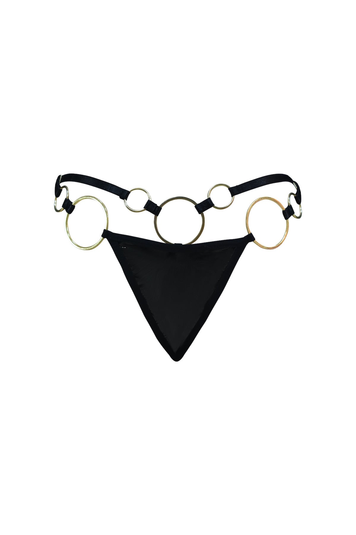 Panty Loto en Tela Tipo Cuero y Argollas Doradas