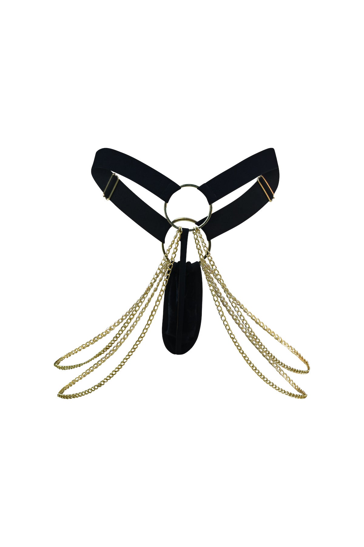 Panty Tantra en Tela de Terciopelo y Elegantes Cadenas Doradas