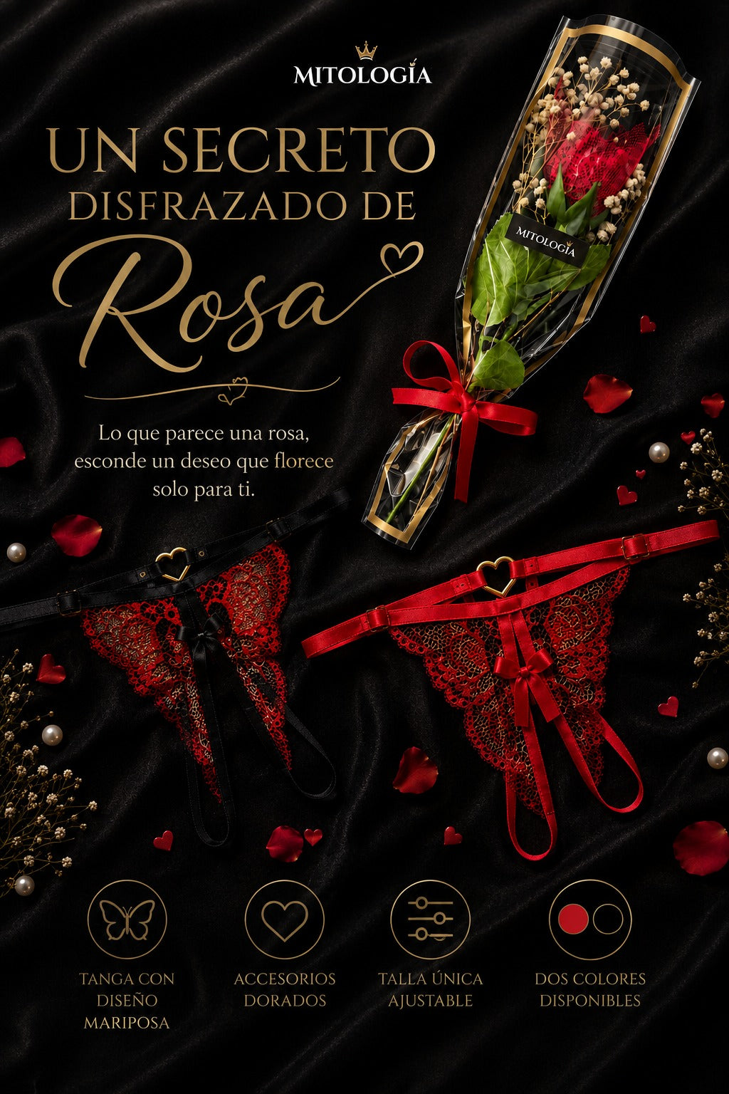 Tanga Mariposa con Rosa — Edición Amor & Amistad